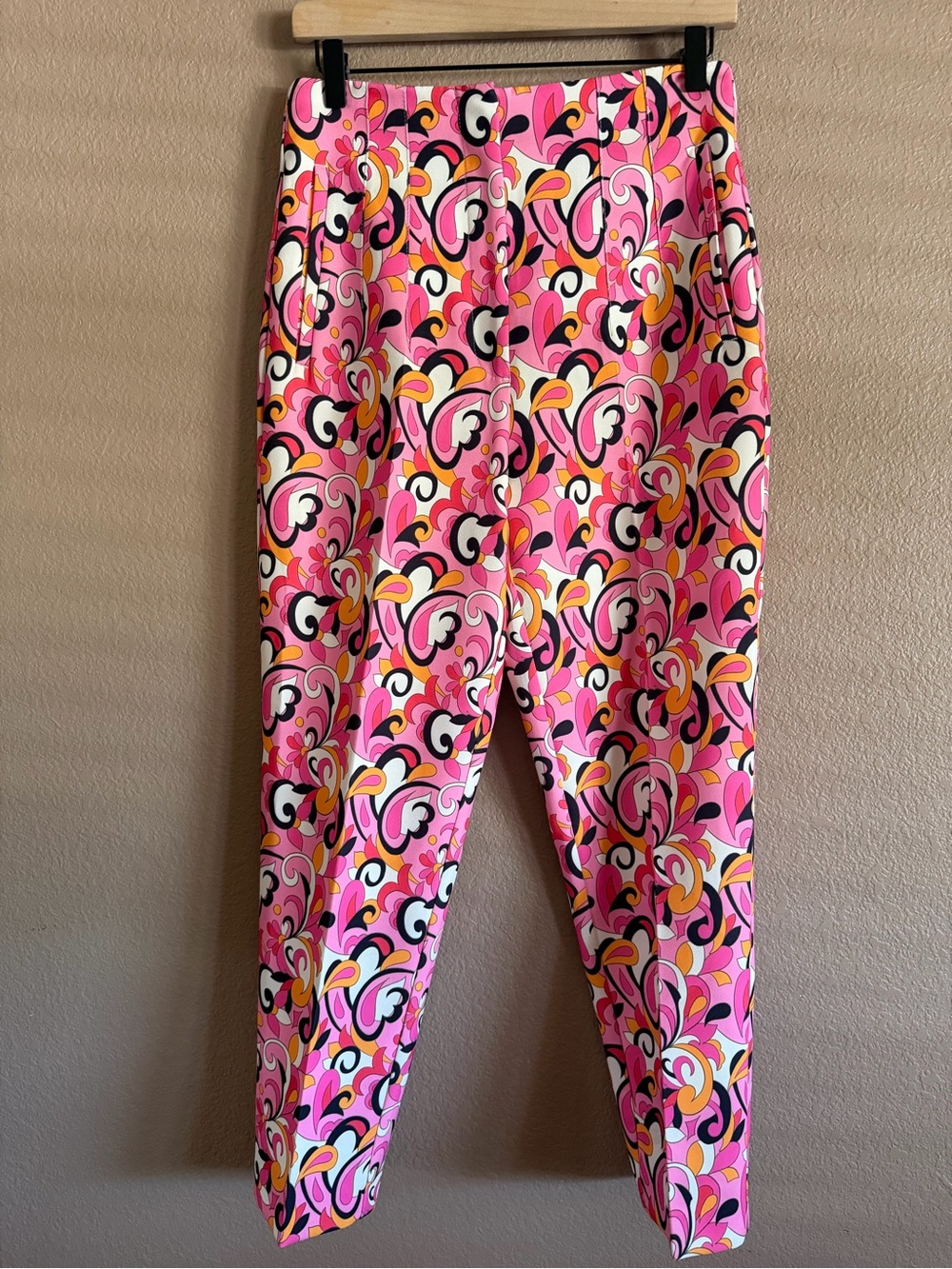Zara 70s Retro Paisley and Floral Swirl High Waist Trousers Size Medium